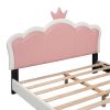 Full size Upholstered Princess Bed With Crown Headboard,Full Size Platform Bed with Headboard and Footboard