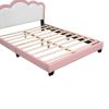 Full size Upholstered Princess Bed With Crown Headboard,Full Size Platform Bed with Headboard and Footboard