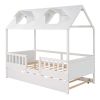 Twin Size House Bed Wood Bed with Twin Size Trundle
