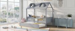 Twin Size House Bed Wood Bed with Twin Size Trundle