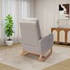 25.4"W Rocking Chair for Nursery, High Back Glider Chair with Retractable Footrest, Side Pocket, Rocking Accent Armchair with Rubber Wood Legs for Liv