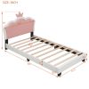 Twin size Upholstered Princess Bed With Crown Headboard,Twin Size Platform Bed with Headboard and Footboard