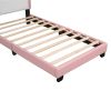 Twin size Upholstered Princess Bed With Crown Headboard,Twin Size Platform Bed with Headboard and Footboard