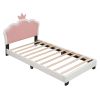 Twin size Upholstered Princess Bed With Crown Headboard,Twin Size Platform Bed with Headboard and Footboard