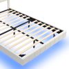Queen Size Floating Bed Frame with LED Lights and USB Charging,Modern Upholstered Platform LED Bed Frame